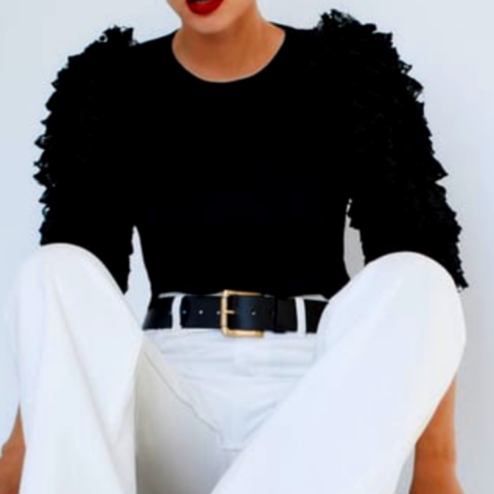 Zara ruffled sleeve sweater